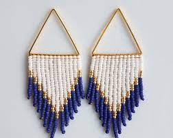 Raspberries And Cream Handwoven Earrings Seed Bead Earrings Fringe Earrings Geometric Earrings Pattern Earrings Seed Bead Tutorial Beading Tutorials Seed Bead Patterns Free