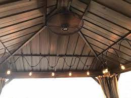 A chandelier ceiling fan adds function and glamourous style; Allen Roth Ceiling Fan For Gazebo 20 In 3 Speed 3 Blades Bronze L1120h Rona