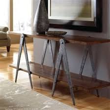 Sawhorse 70 In Industrial Console Table 15 Finish Top Options Iron Furniture Furniture Wrought Iron Furniture