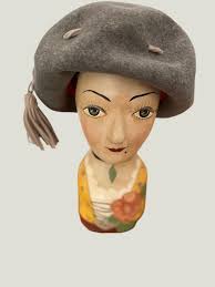 Kurt Jr. by Tom Hann Vintage Wool Hat Gray Tam Beret Bucket w/Tassell  Unique L