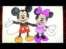 How to draw mickey mouse and minnie mouse easyhello, everyone, 😊 my name is suraj. How To Draw Mickey Mouse And Minnie Mouse Together Kids Coloring Video Youtube