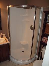 A shower floor with a puddle needs its surface redone. Caulking A Round Corner Stand Up Shower Home Improvement Stack Exchange