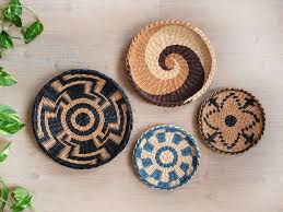 Set Of 4 Wall Baskets Wall Decor Boho Decor Wicker Home Decor Africa Basket Woven Basket Woven Bowl Bohem Baskets On Wall Basket Wall Decor Bohemian Wall Decor