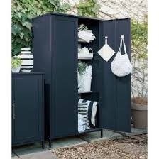 日本製 オールネイビー引き戸物置 薄型ハイタイプ 通販 ディノス ディノス 収納 庭 収納