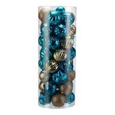 Commercial christmas decorations designed by professional installers. Holiday Time Shatterproof Christmas Tree Ornaments 50 Count Dark Teal Gold And Light Teal Walmart Com Walmart Com