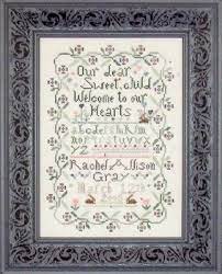 To personalize this design you can add the baby's name, birth date and weight to the base of the design. 16 Birth Sampler Ideas Birth Sampler Cross Stitch Cross Stitch Baby