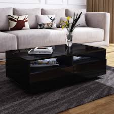Our 11 favorite coffee tables with storage. 4 Storage Drawers With Open Case Modern High Gloss Coffee Table Tea Table Rectangle Living Room Furniture Black Buy Online In Aruba At Aruba Desertcart Com Productid 169000955