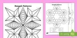You can use these rangoli colouring pages to make diwali cards and for decorating the houses. Rangoli Colouring Pages Teacher Made