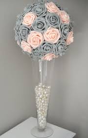 Pink Blush Gray Kissing Ball Wedding Centerpiece Flower Etsy Flower Ball Wedding Centerpieces Flower Centerpieces Wedding