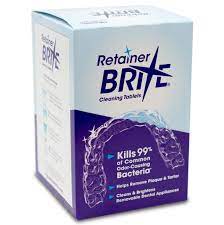You can use denture cleaning tablets to clean retainers. Retainer Brite Cleaning Tablets Dental Health Essentials