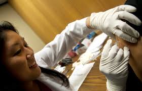 Students gathered at Student Health Services for free flu vaccinations