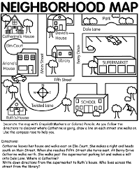 Nice Neighborhood Map And Directions From Crayola Social Studies Maps Teaching Map Skills Teaching Maps