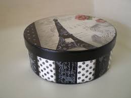 Caixa Redonda Paris Decoupage Box Decoupage Vintage Altered Cigar Boxes
