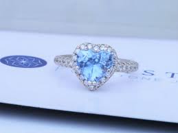 Heart Shaped Diamond Halo Blue Sapphire Engagement Ring With 1 76ct Light Blu Sapphire Engagement Ring Blue Engagement Rings Sapphire Gemstone Engagement Rings