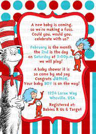 Dr Suess Cat In The Hat Baby Shower Invitation 11 Seuss Baby Shower Dr Seuss Baby Shower Invitations Twins Baby Shower