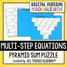 Multi Step Equations Pyramid Sum Puzzle Digital Version For Google Slides Multi Step Equations Solving Multi Step Equations Equations