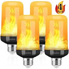 Holiky Led Flame Effect Light Bulb Updated 4 Modes Flame Light Bulb For Christmas Decoration E26 Base 7w Realistic Flame Effect Light Bulbs Flickering Fire Light Bulb For Home Indoor Outdoor Dec Black 4pcs