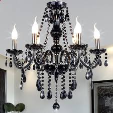 Black And Crystal Chandelier Modern Retro Drop Crystal Chandelier Crystal Chandelier Lighting Pendant Lighting Bedroom Black Chandelier