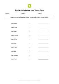 Arbeitsblatt Englisch Vokabeln Zum Thema Tiere Englisch Vokabeln Kostenlose Arbeitsblatter Vokabeln