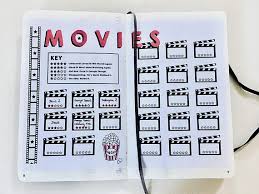 Movie Tracker Bullet Journal 5 Star Rating Film Review Bujo Printable Inserts Movies Watched Film Log Movie Wishlist Movie Night Bullet Journal Ideas Pages Bullet Journal Inspiration Movie Tracker