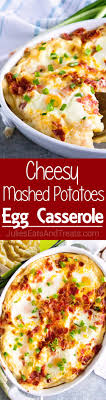Cheesy Mashed Potato Egg Casserole Perfect Breakfast Or Brunch Casserole Loaded With Mashed Potatoes Eggs Ch Recipes Egg Casserole Potato Breakfast Recipes