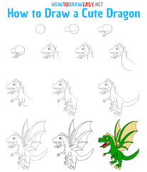 Many of these early shapes will be erased before the drawing is complete. How To Draw A Cute Dragon How To Draw Easy