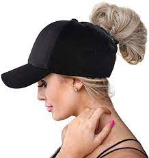 Zooron High Ponytail Baseball Hats Cap For Women Messy Bun Ponycaps Adjustable Cotton And Mesh Classic Black At A Caps For Women Baseball Hats High Ponytails