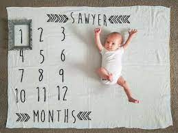 Personalized Baby Monthly Milestone Blanket Baby Month By Month Baby Monthly Milestones Personalized Baby