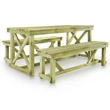 Table De Brasserie Avec 2 Bancs Bois Fsc Achat Vente Ensemble Table Et Chaise De Jardin Table De Brasserie Avec 2 Banc Cdiscount