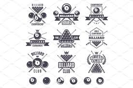 Logos Set For Billiard Club Logo Set Billiards Club Design