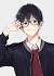 Serious Anime Guy With Black Hair And Glasses
