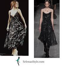 Updated Selena Gomez Revival Style Black Prom Dresses Celebrity Outfits Glitter Dress