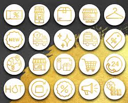 Icone gratuite di instagram in vari stili di design ui per progetti di grafica web e mobile. Instagram Highlights Insta Story Covers White Gold Icons E Commerce Insta Stories Instagram Icons Shop Branding Kit Boutique Business Instagram Icons Instagram Branding Branding Kit