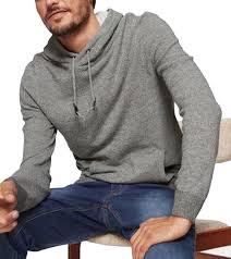 Relaxed fit, with ribbed cuffs and waistband for flexible wear. Bruno Banani Knitted Sweater Mottled Men S Hooded Sweater With Kangaroo Pockets Gray