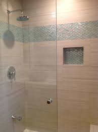 Shower enclosure w/glass accent contemporary bathroom tile. Aqua And Clear Oval Glass Tile Bathroom Accent Modern Home In Del On Dwell