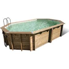 Piscine Bois 5 50 X 4 00 X H1 20m Lagon Coloris Du Liner Bleu