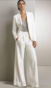 Formal Women White Pants Suits Office Business Lady Suit With Jacket For Wedding Party Bridal Evening Wear Robe Pantsuits For Women Wedding Pants Tuxedo Women