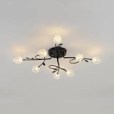 Agrius 3 light semi flush mount ceiling light combines glass crystal and black finish to create a classic look. Metal Sputnik Semi Flush Mount 8 12 16 20 Lights Contemporary Ceiling Pendant In Black Gold Beautifulhalo Com