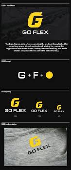 Black And White Logo Brand Name Go Flex Brand Identity And Logo The Yellow Black And White Really Complement E Black Brand Complement Fitness Logo Design Gym Logo Branding Design Logo