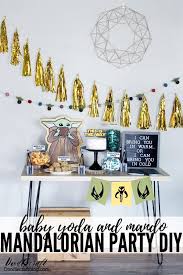 Mandalorian Baby Yoda Birthday Party Diy And Giveaway In 2021 Diy Birthday Party Yoda Party Star Wars Birthday Party