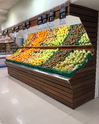 Dogal Ahsap Manav Reyonu Loja De Fruta Expositores De Frutas Design De Supermercado