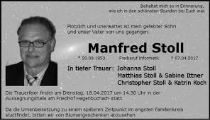 Traueranzeigen von Manfred Stoll