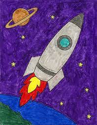 Easy How To Draw A Rocket Tutorial And Rocket Coloring Page