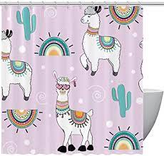 Makeover your bathroom with just a single touch! Amazon Com Heoeh Cute Animals Cartoon Llama Alpaca Cactus Pattern Fabric Shower Curtain Waterproof Bathroom Polyester Shower Curtain For Bathtub Showers 66 X 72 In Home Kitchen
