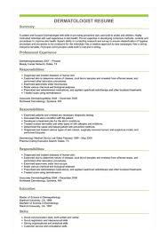 dermatologist resume example