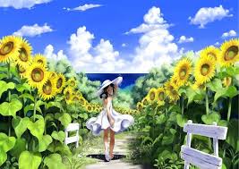Imaoka 1675050 Sunflower Garden Anime Background Anime Backgrounds Wallpapers