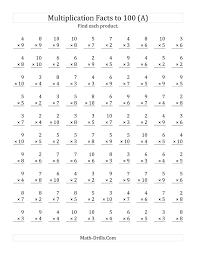 Once a day practice for proficiency. The Multiplication Facts To 100 No Zeros Or Ones All Math Worksheet From The Mu Math Fact Worksheets Printable Multiplication Worksheets Free Math Worksheets