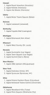 To access the details of the store (locations, store hours, website and current deals) click on the location or the store name. Michael Steeber On Twitter These 56 Us Apple Stores Are Open Today Most Of The Additional Reopened Locations Are In California And A Few That Were Marked Open Yesterday Are Closed Today