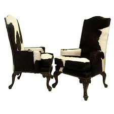 Queen Anne High Back Arm Chair 1stdibs Com Cowhide Chair Cow Print Chair Eclectic Chairs