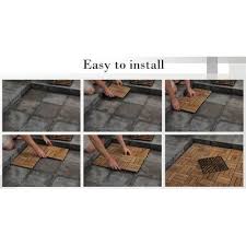 Baredecor Ez Floor 12 X 12 Teak Wood Snap In Deck Tiles In Oiled Wayfair Deck Tiles Diy Deck Interlocking Flooring
